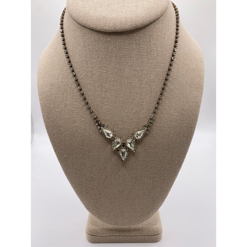 Vintage wedding necklace | Elegant rhinestone drop statement necklace